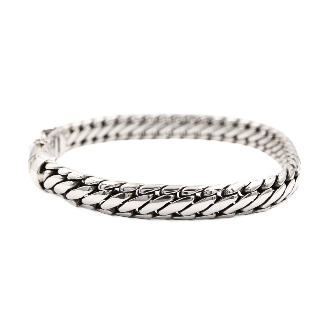 Handmade Sterling Silver Bali Ben Bracelet: Artisan Link Chain, 8mm