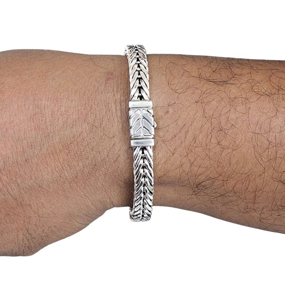 Bali Tulang Naga Flat Silver Bracelet - 925 Sterling