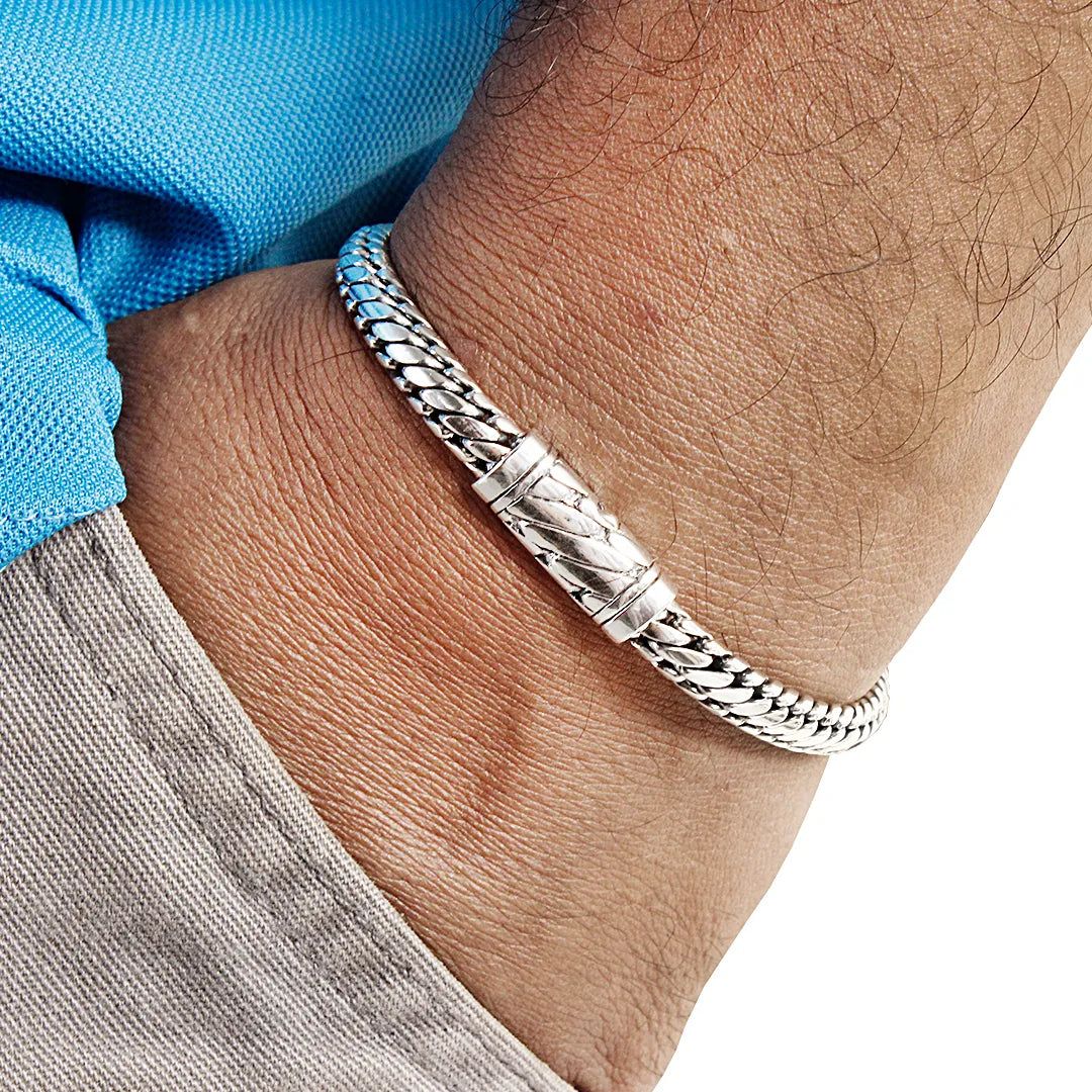 Ben Signature Sterling Silver Bracelet, Balinese Artisan Jewelry