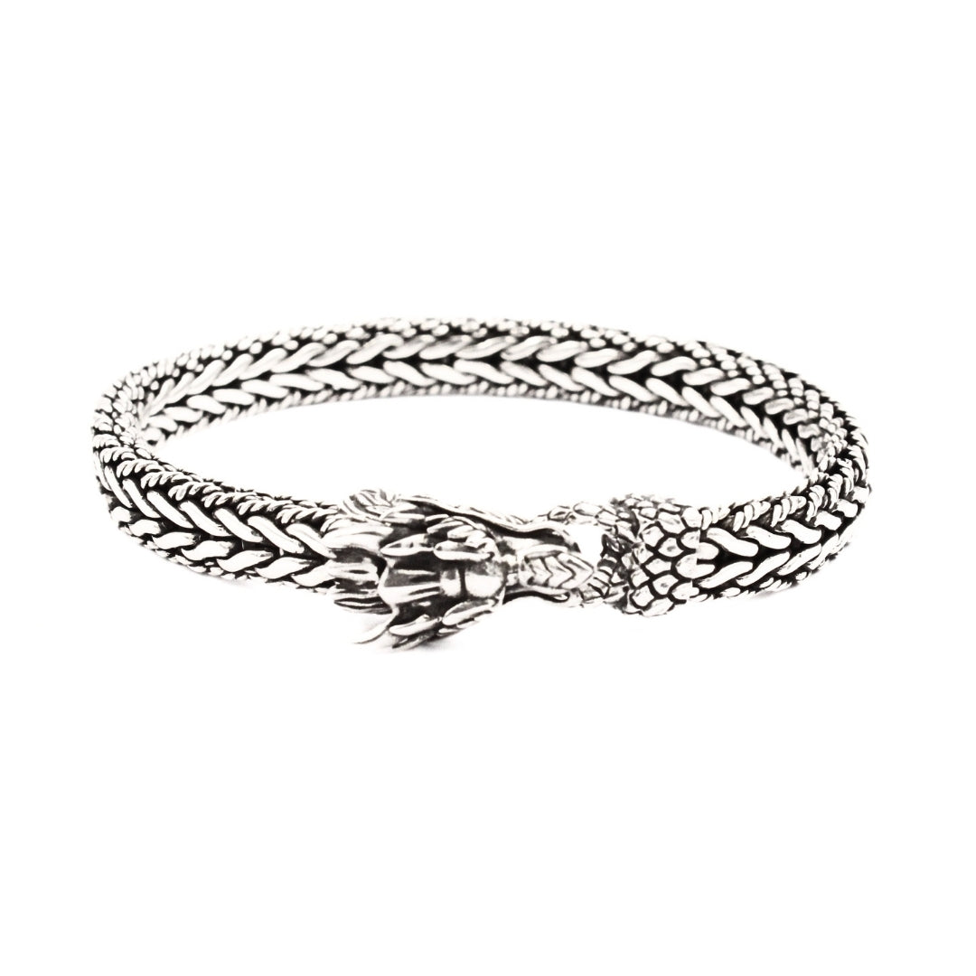 Sterling Silver Handmade Bali Dragon Bone Bracelet