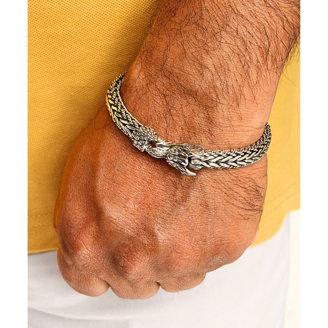 Sterling Silver Handmade Bali Dragon Bone Bracelet