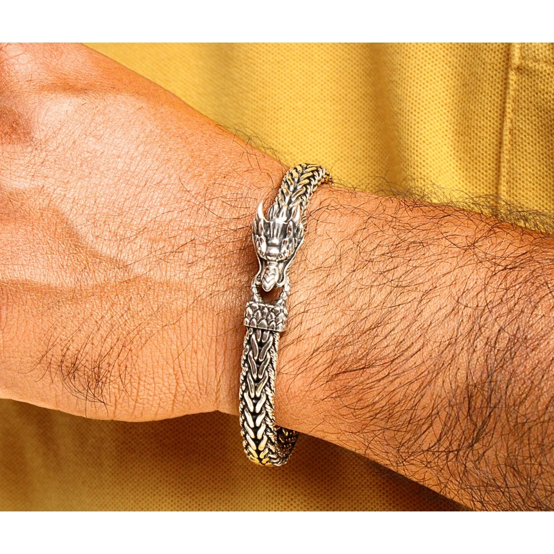 Sterling Silver Handmade Bali Dragon Bone Bracelet