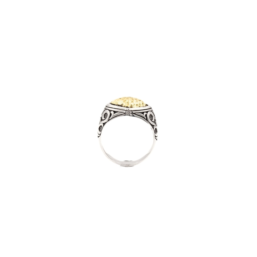 Ring Dual Tone Bali Motif