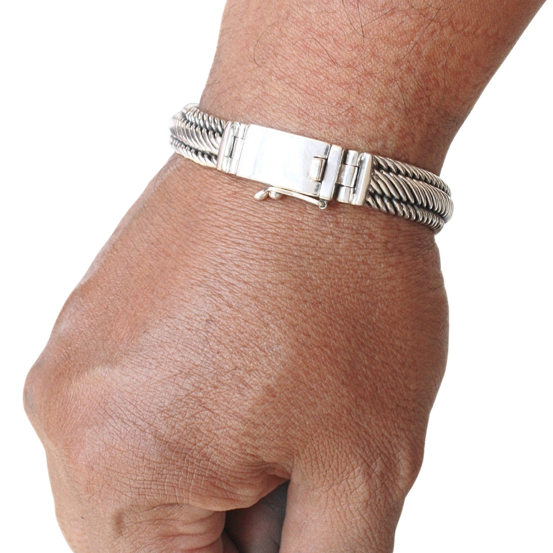 Men's Sterling Silver Bracelet 10mm - Edwin