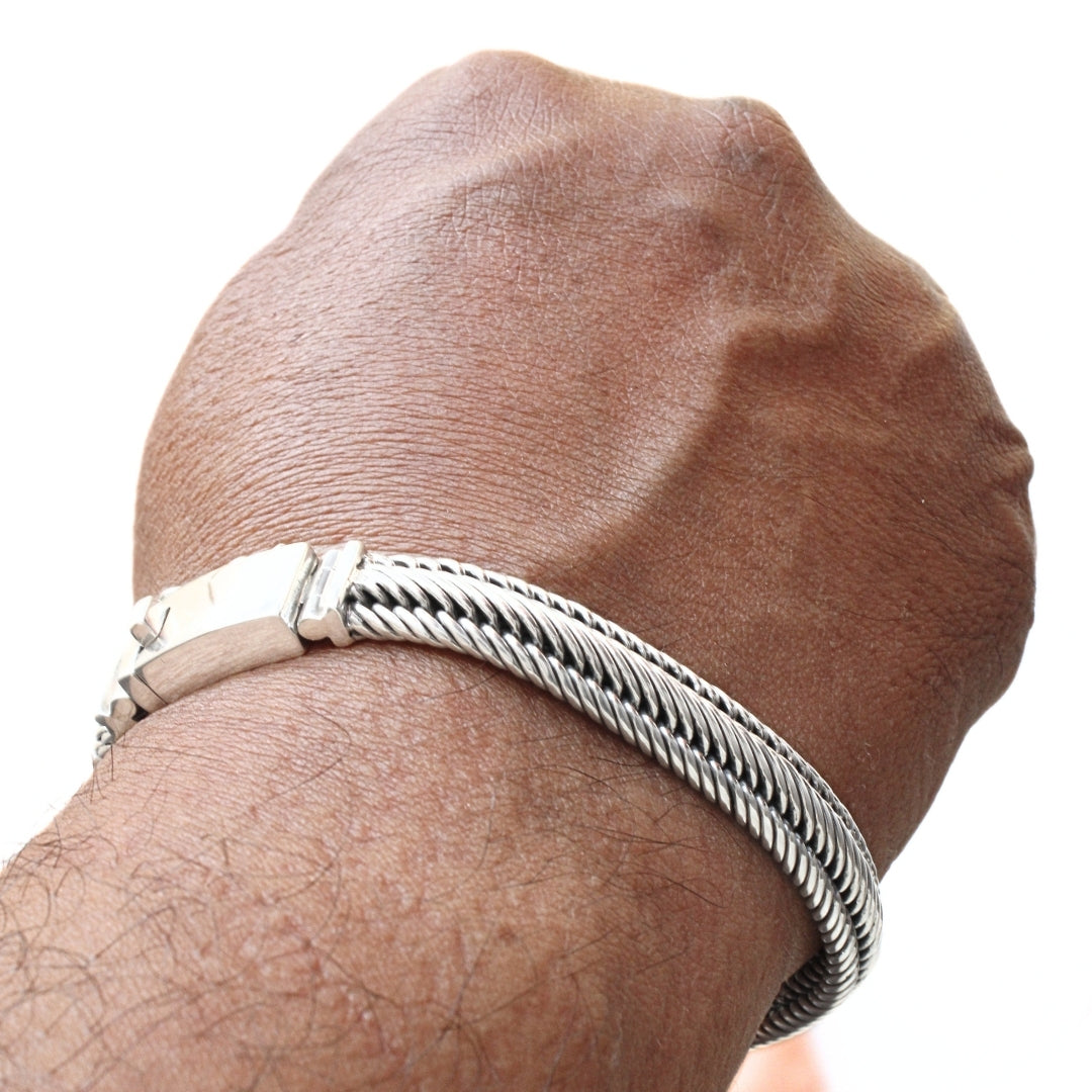 Men's Sterling Silver Bracelet 10mm - Edwin