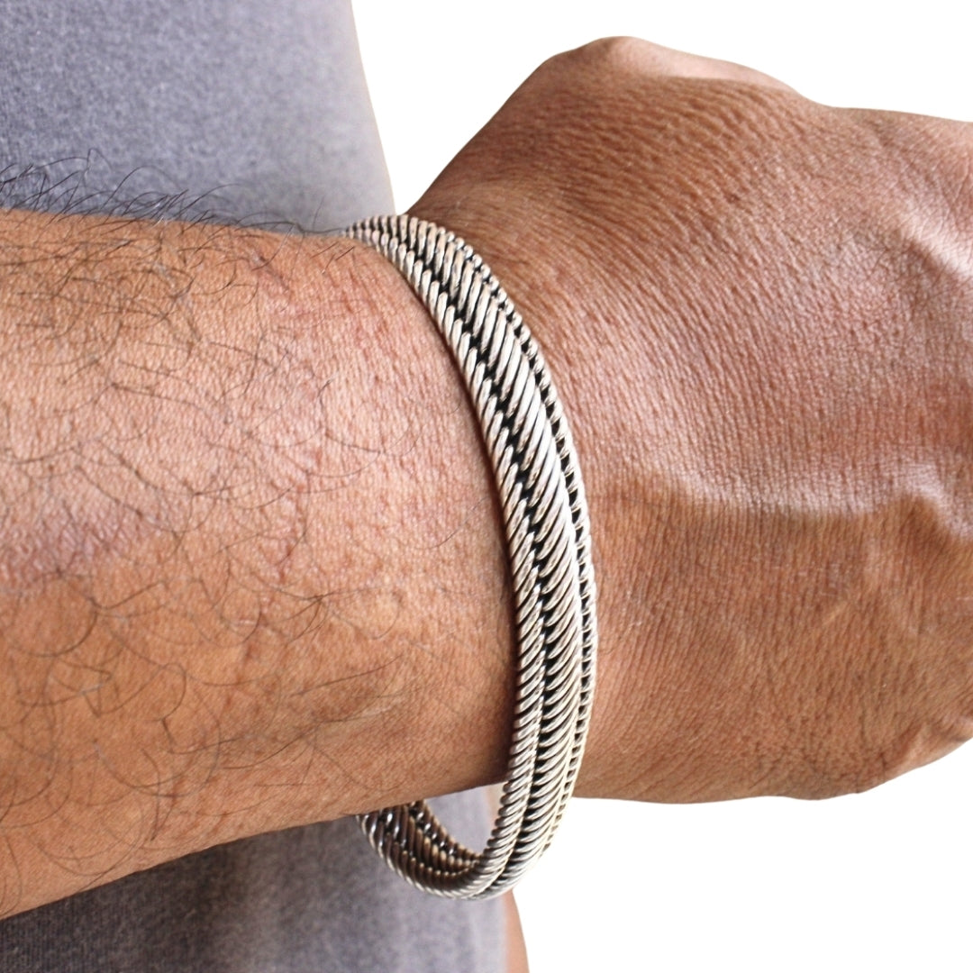 Men's Sterling Silver Bracelet 10mm - Edwin