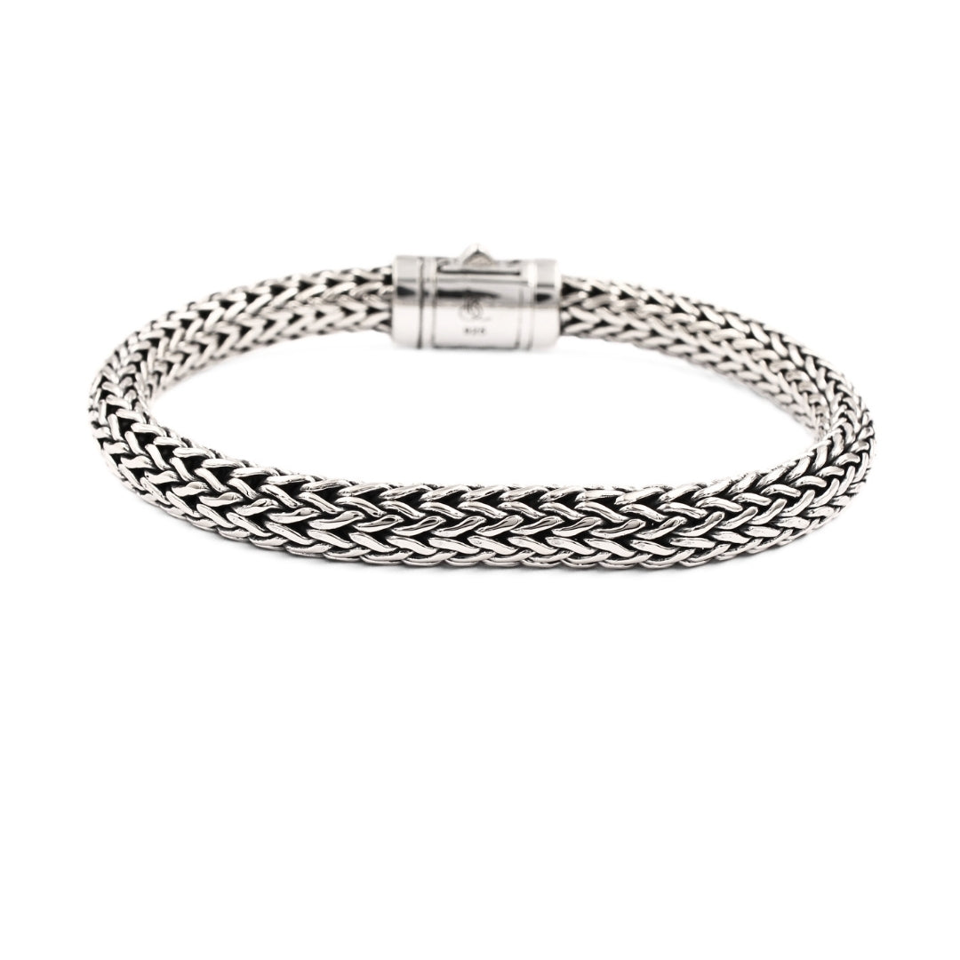 Balinese 8mm Sumbu Kompor Tulang Naga Silver Bracelet