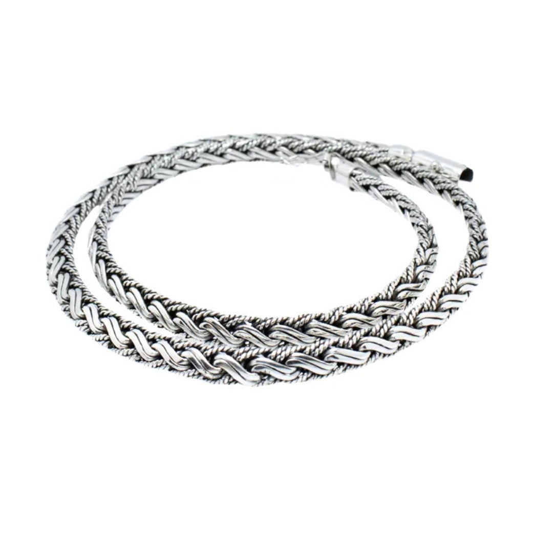 8mm Double Taliair Padian Silver Chain Necklace