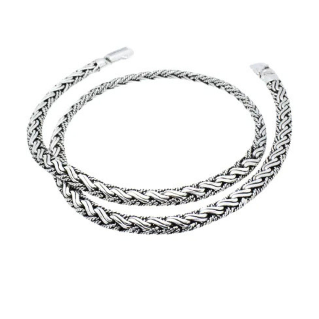 8mm Double Taliair Padian Silver Chain Necklace