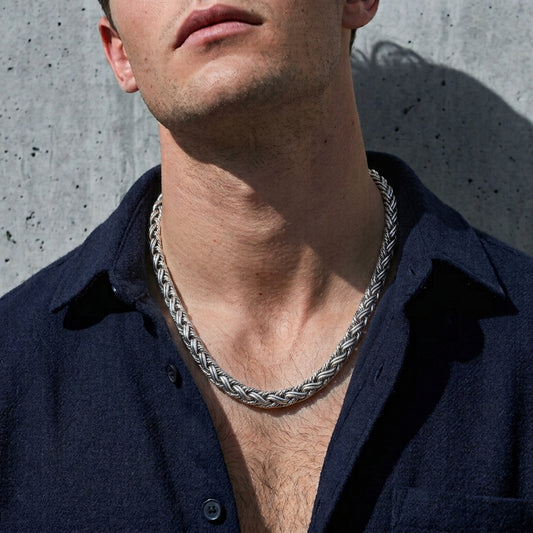 8mm Double Taliair Padian Silver Chain Necklace