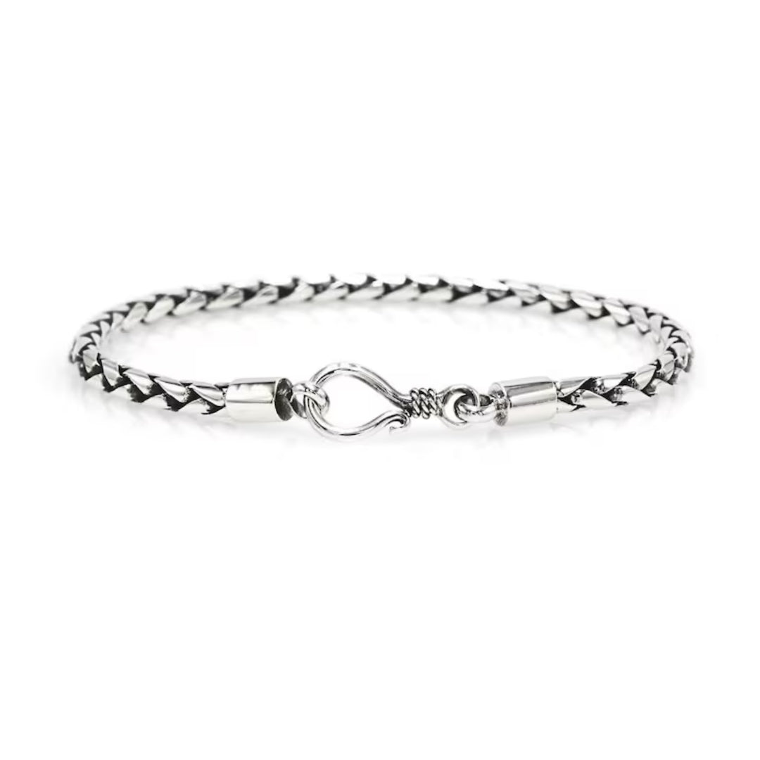 Padian Plat Wheat Weave Bracelet, 4mm Silver