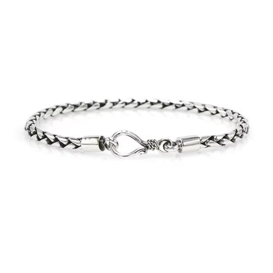 Padian Plat Wheat Weave Bracelet, 4mm Silver