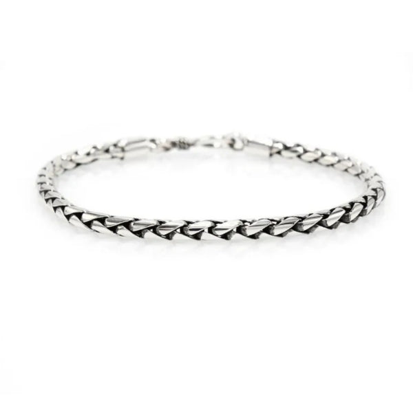 Padian Plat Wheat Weave Bracelet, 4mm Silver