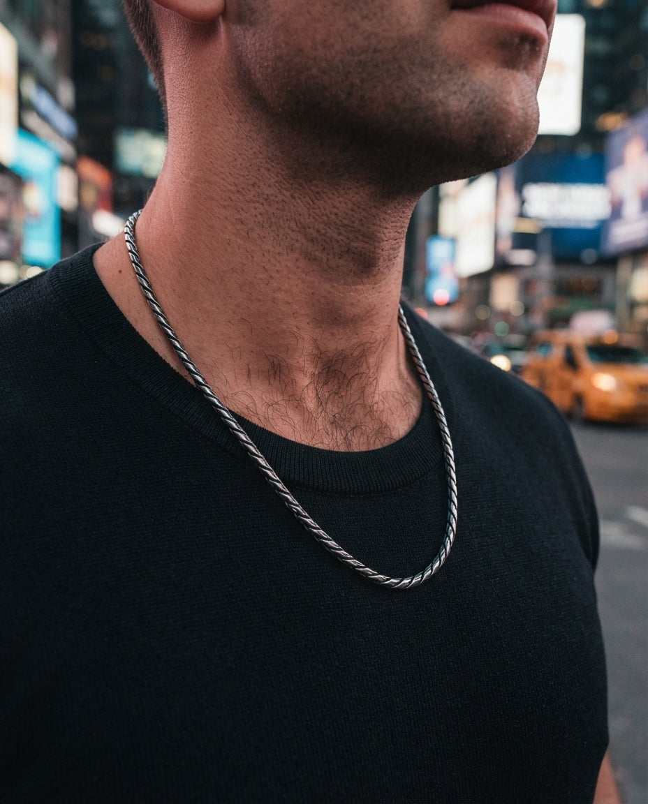 Sterling Silver Bekel Necklace – 4mm Wide
