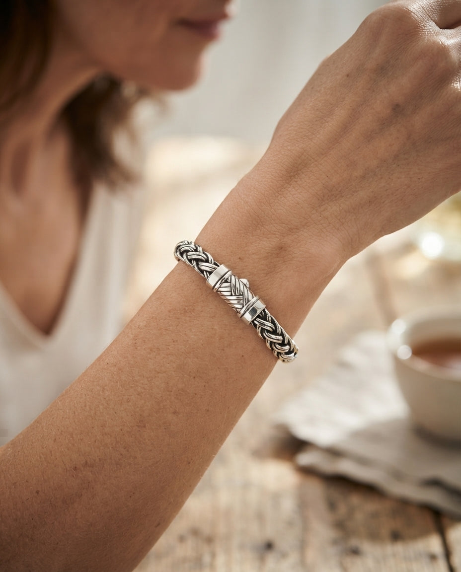 Sterling Silver Bracelet Unisex - Padian Double