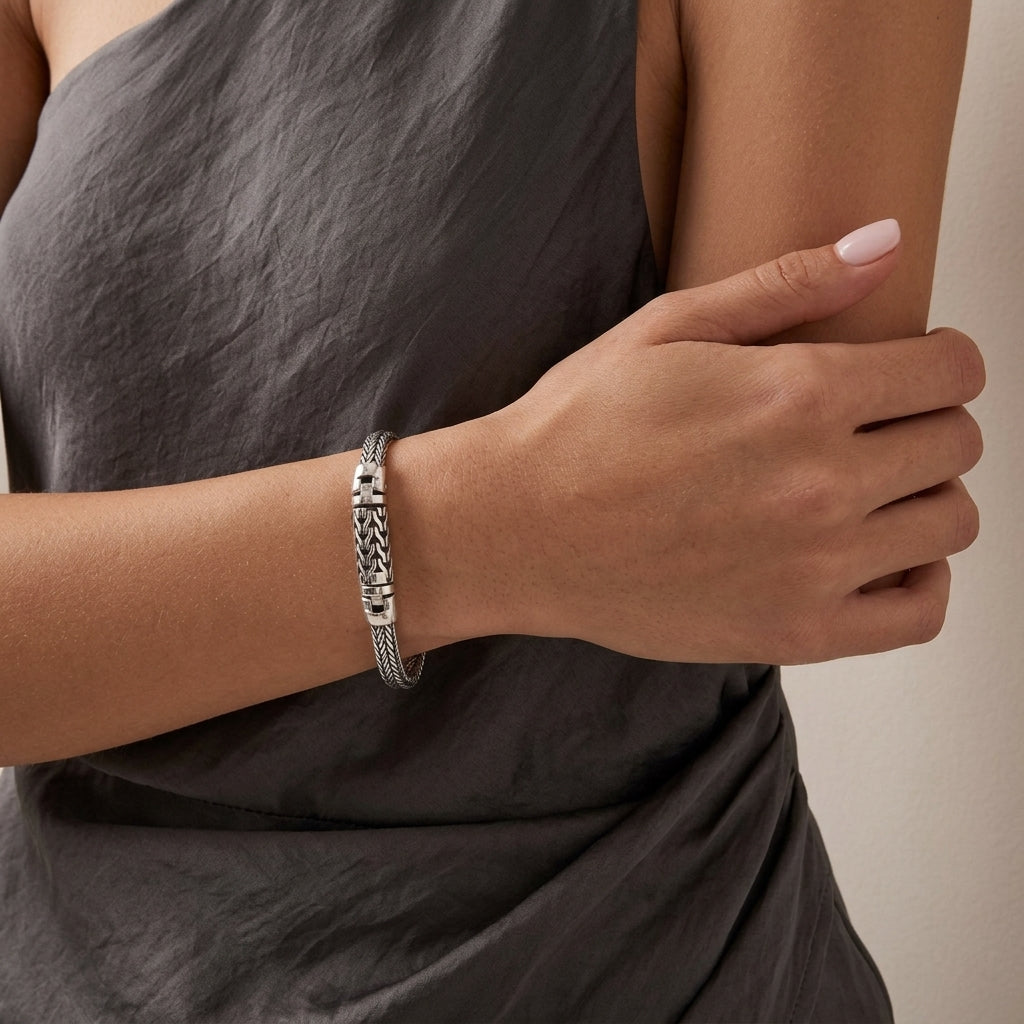 Sterling Silver Braided Bracelet 5mm Wide
