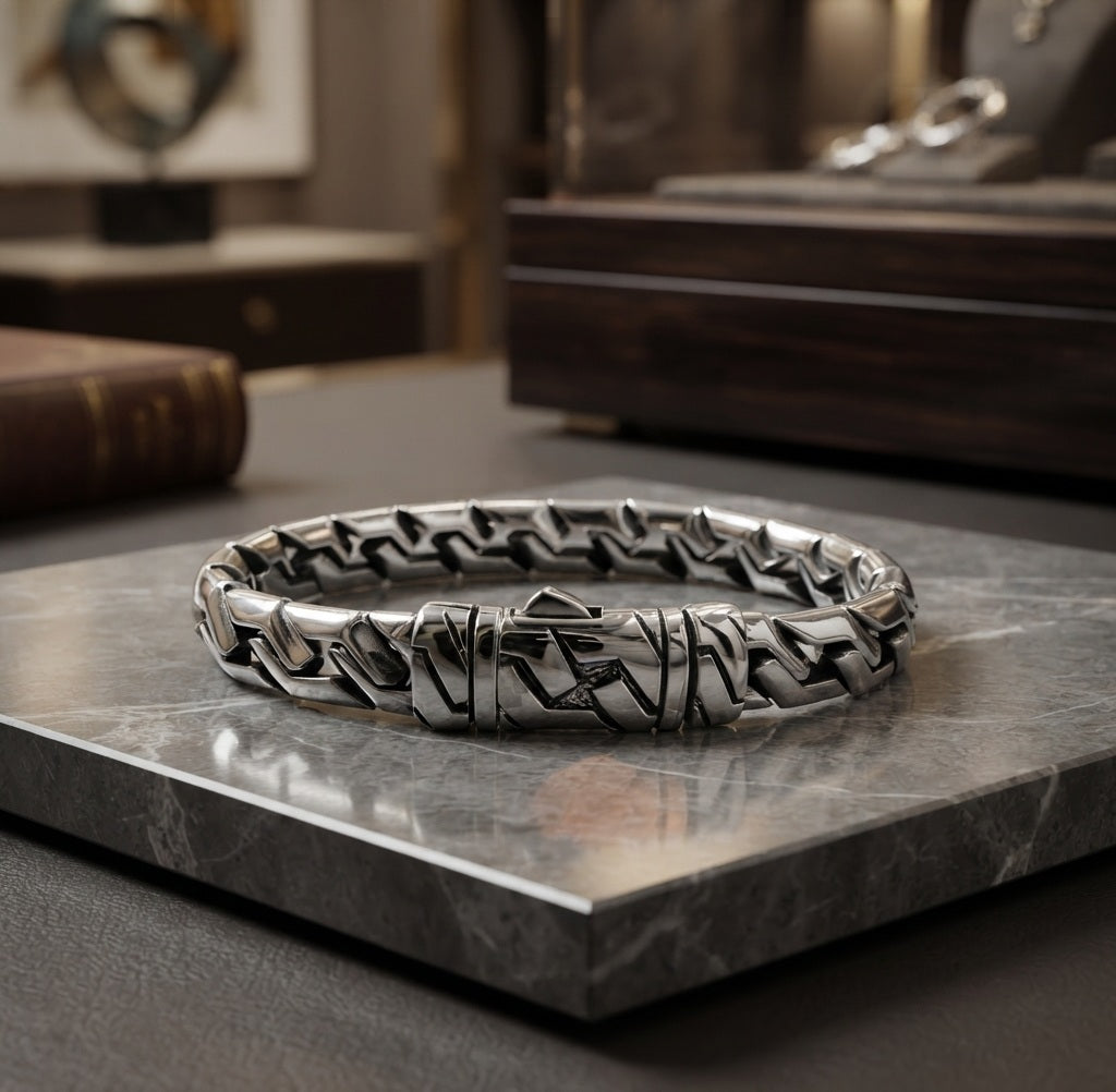 Sterling Silver Cuban/Curb Zigzag Bracelet Handmade in Bali for Men and Women