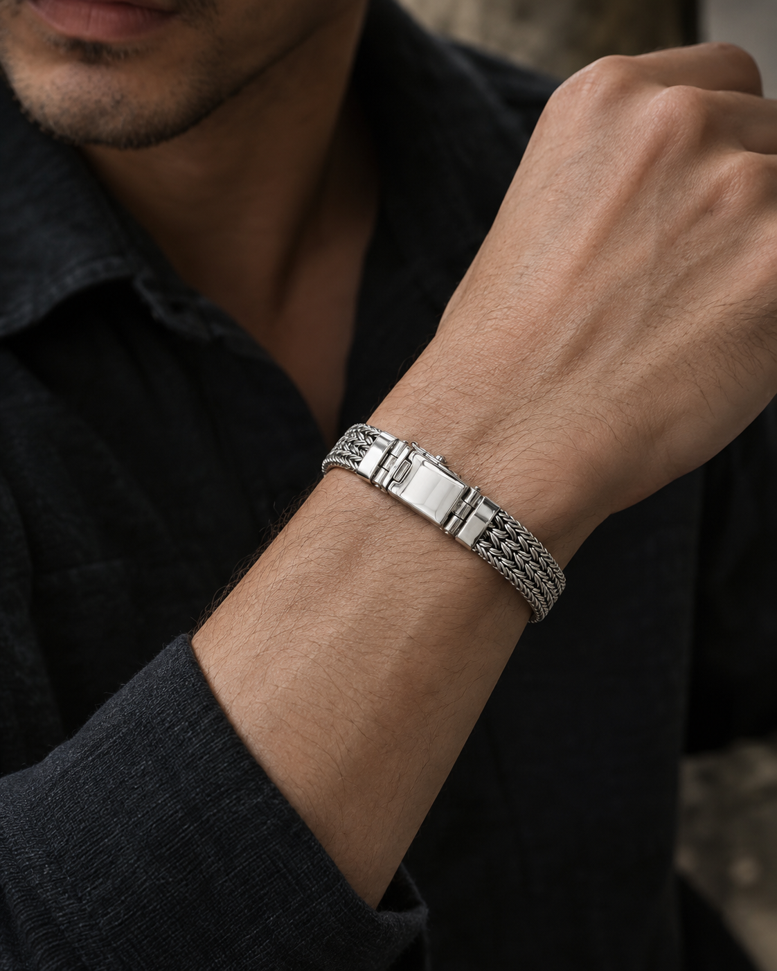 Sterling silver bracelet 10mm wide-Thailand