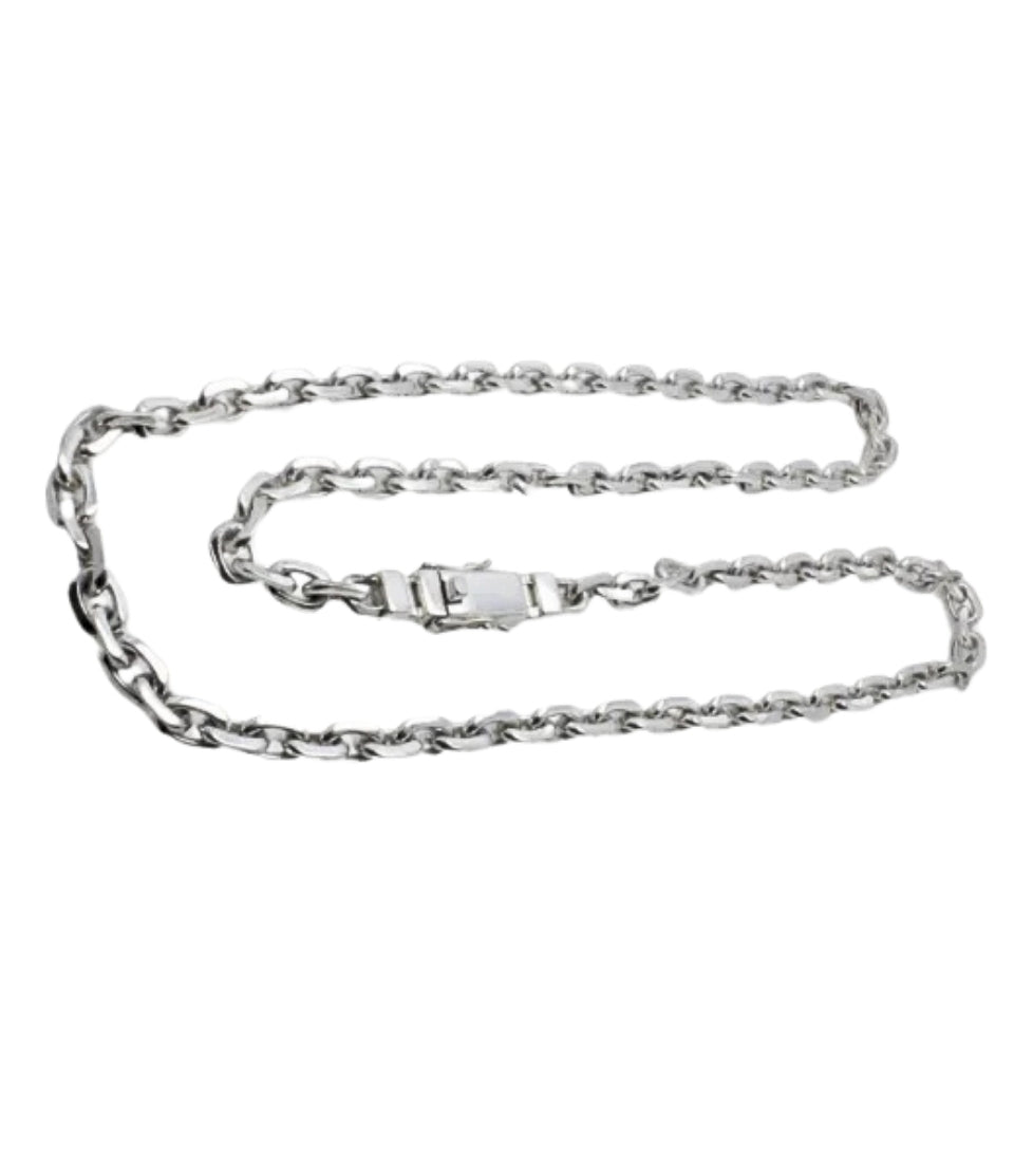 Artisan Anchor Link Necklace in Solid Sterling Silver