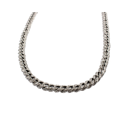 Sterling Silver Cuban Link Necklace with Motif – 8mm Wide