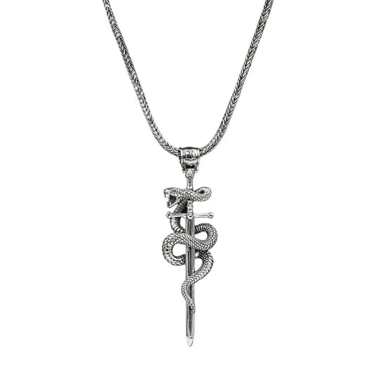 Sterling Silver Snake Pendant: Balinese Artisan Amulet Necklace