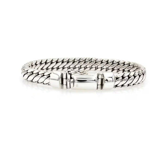 Handmade Sterling Silver Bali Ben Bracelet: Artisan Link Chain, 8mm