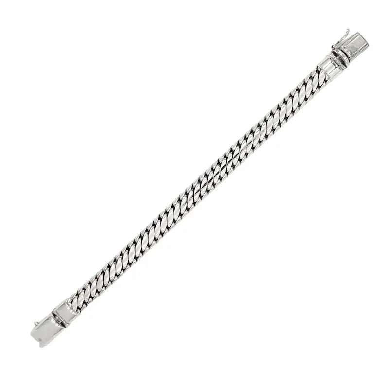 Handmade Sterling Silver Bali Ben Bracelet: Artisan Link Chain, 8mm