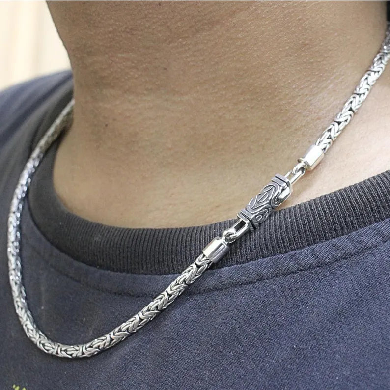 Balinese Borobudur Byzantine Necklace – Artisan Silver Statement Chain