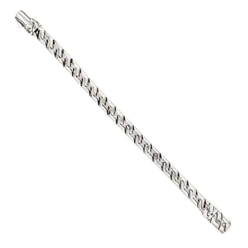Sterling Silver Cuban/Curb Zigzag Bracelet Handmade in Bali for Men and Women