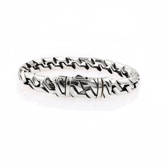 Sterling Silver Cuban/Curb Zigzag Bracelet Handmade in Bali for Men and Women