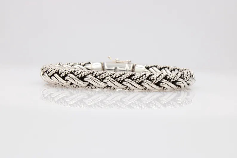 Sterling Silver Handmade Bali Bracelet Padian Double Taliair 6mm Wide