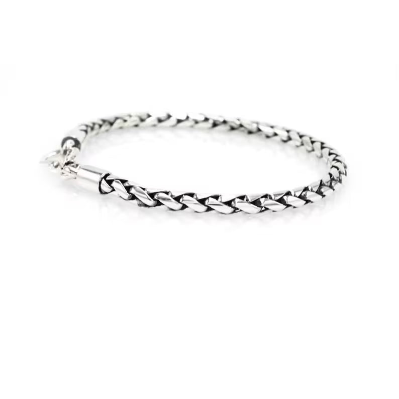 Padian Plat Wheat Weave Bracelet, 4mm Silver
