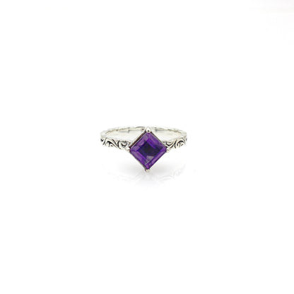 Sterling Silver Bali Amethyst Ring