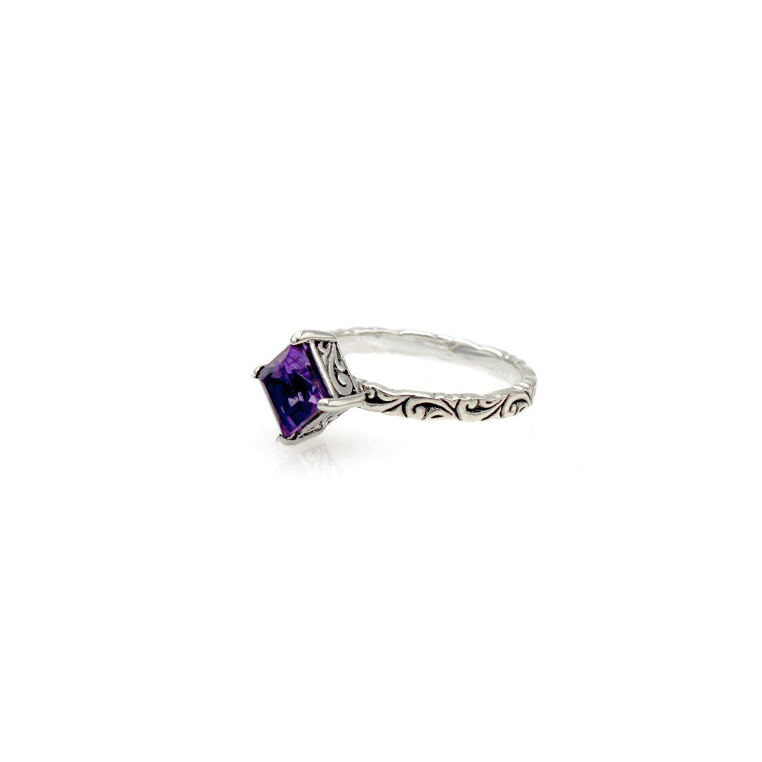 Sterling Silver Bali Amethyst Ring