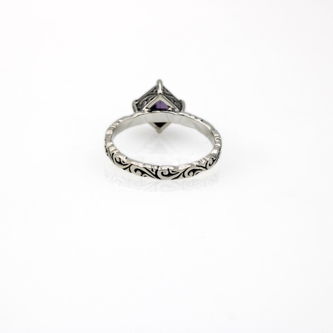 Sterling Silver Bali Amethyst Ring