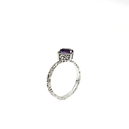 Sterling Silver Bali Amethyst Ring