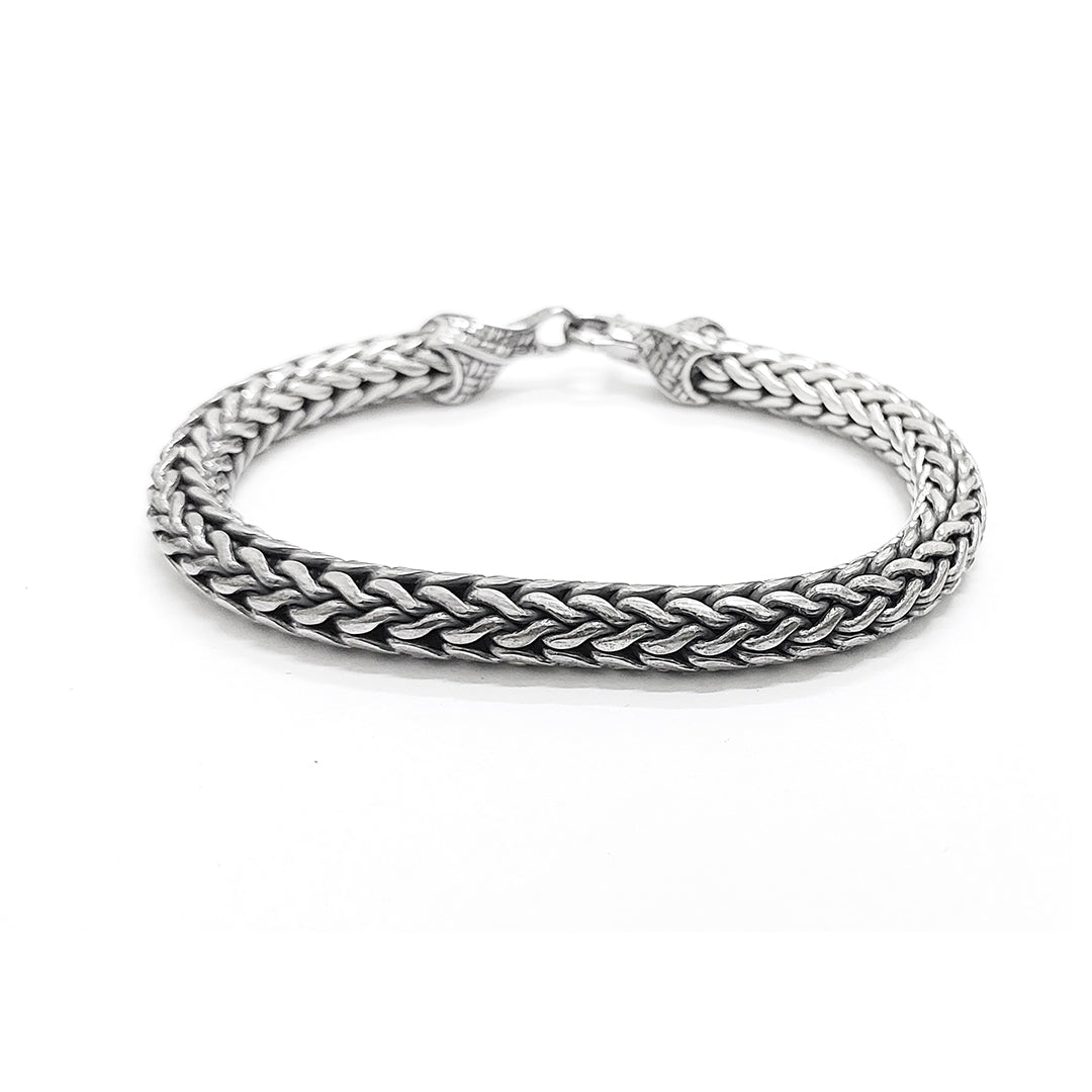 Balinese Tulang Naga Round Silver Bracelet (8mm)
