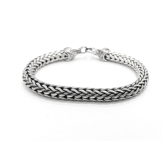 Balinese Tulang Naga Round Silver Bracelet (8mm)